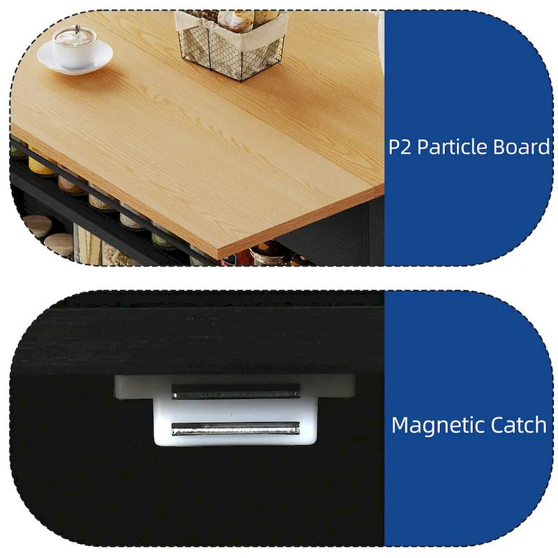 Kitchen Island Drop Leaf Double Tilt Out Trash Cabinet with Power Outlet & Wheels