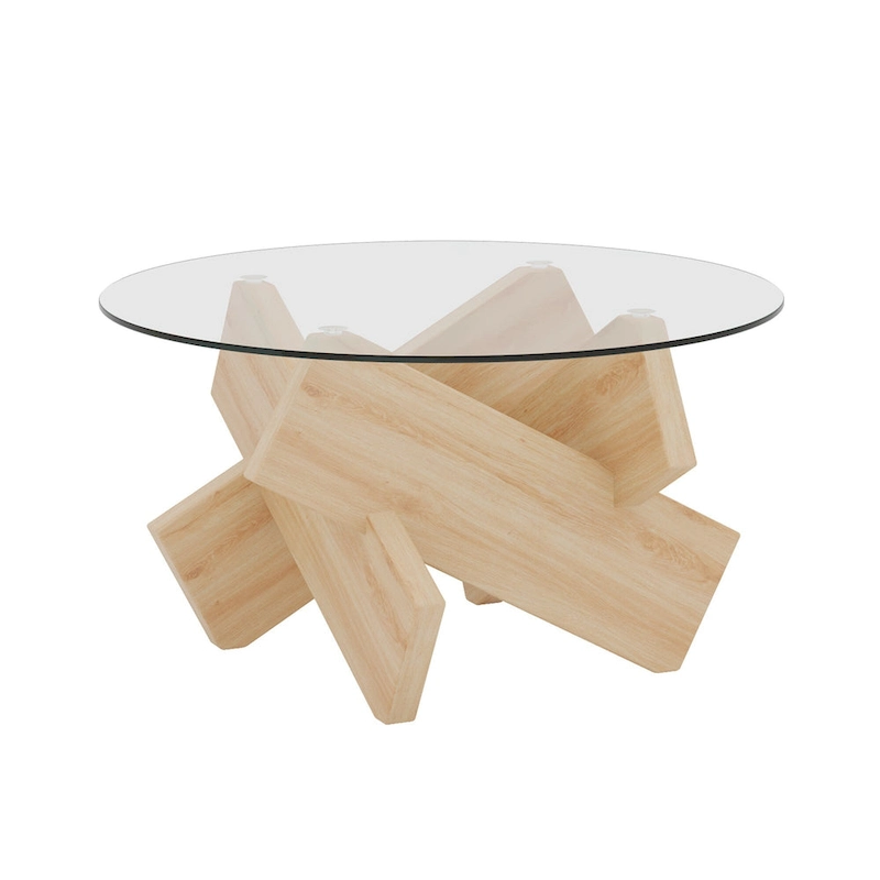 33.4 Modern Round Tempered Glass Table