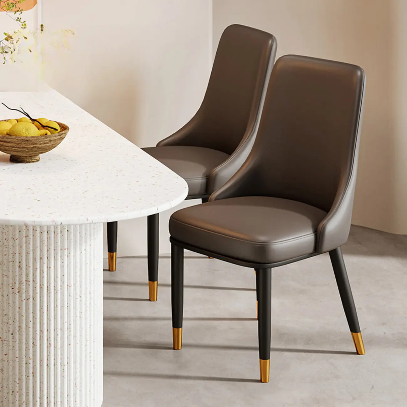 Modern Upholstered Metal Leather Dining Chairs