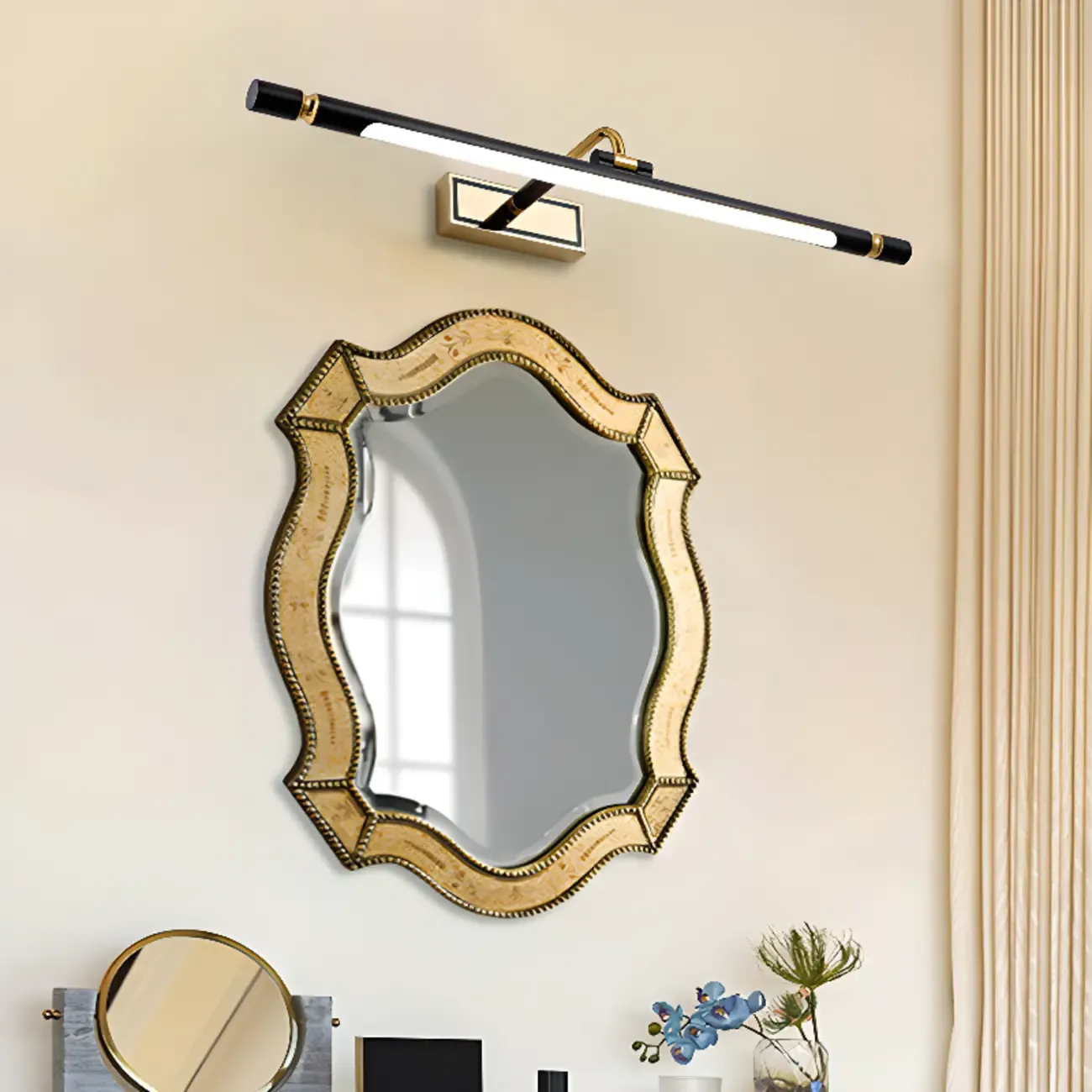 Modern linear LED Vanity Light Fixture with Black Lampshade