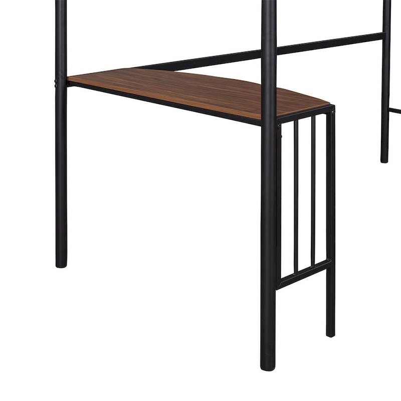 Merax Twin Metal Loft Bed with Desk, Ladder, and Guardrails