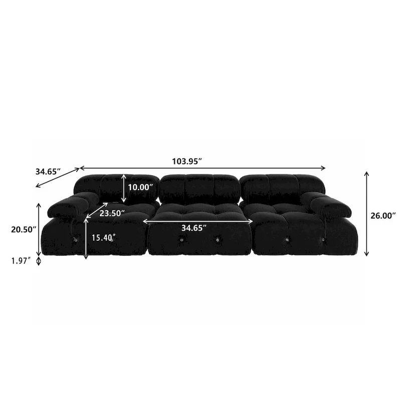 Black Velvet Free Combination Modular Sectional Sofa