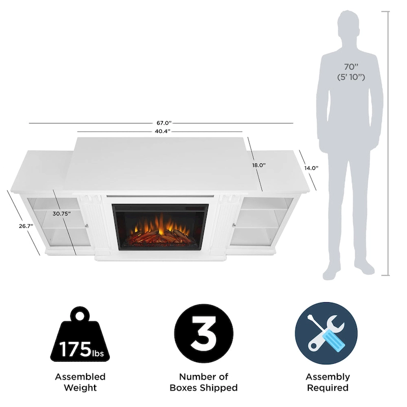 Calie 67  Electric TV Stand Fireplace in White by Real Flame