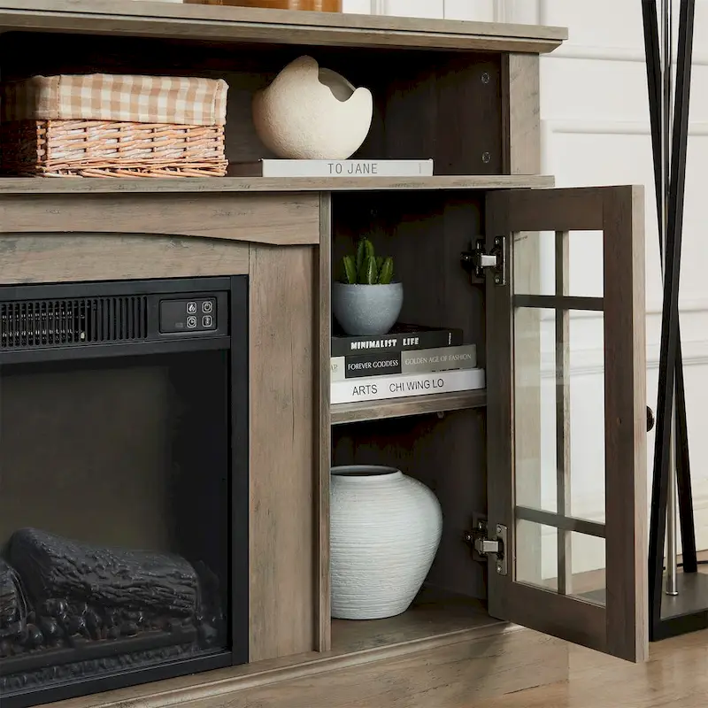 Modern Entertainment Console with 23  Fireplace Inset