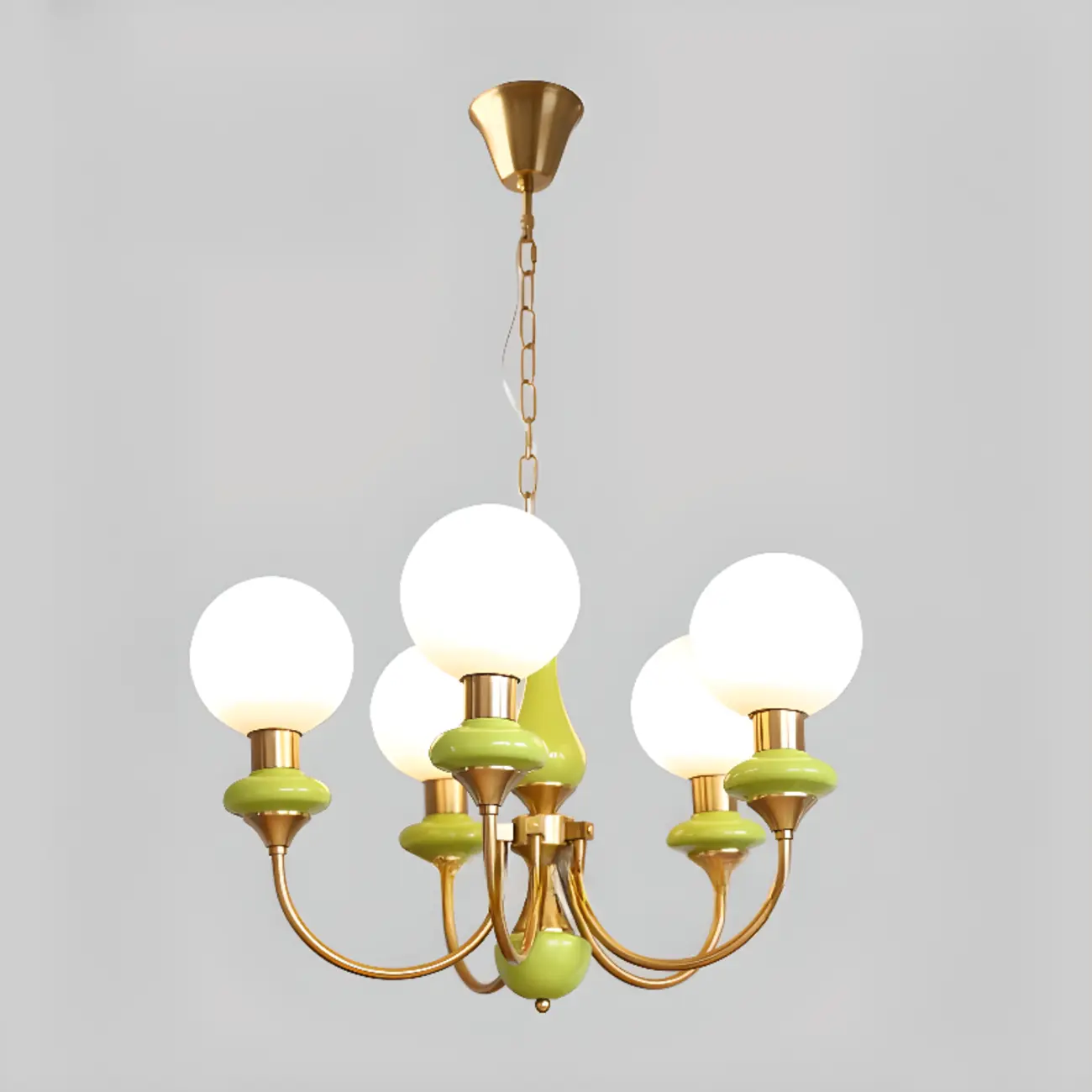 Adjustable Modern Green Globe Chandelier