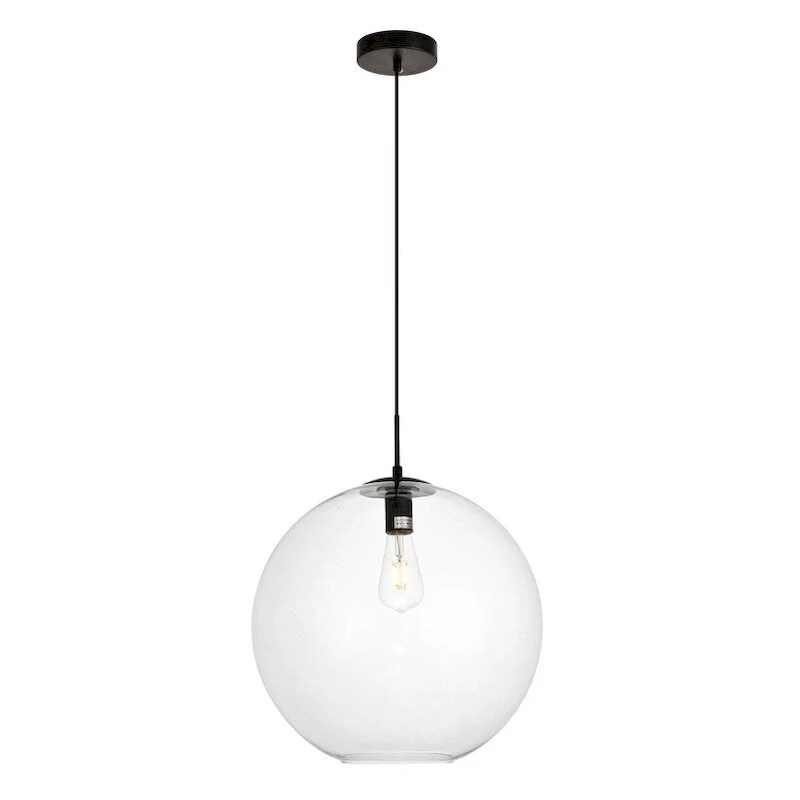 Placido Collection Pendant D15.7 H16.5 Lt:1 Black and Clear Finish