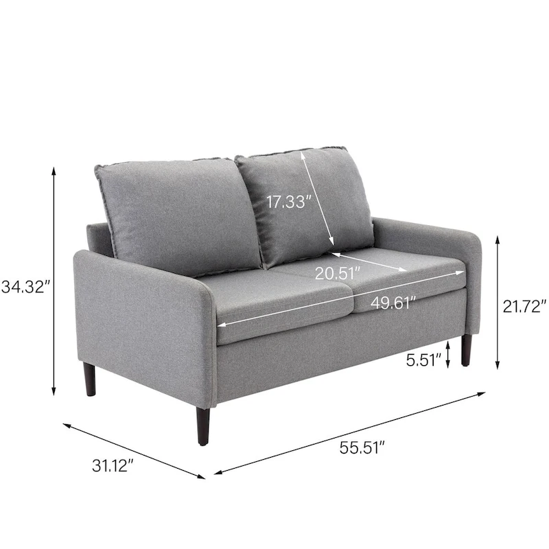 Living Room Loveseat Linen Sofa