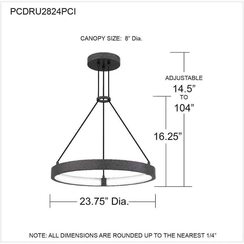 Drury Integrated LED Pewter Cast Iron Pendant Light
