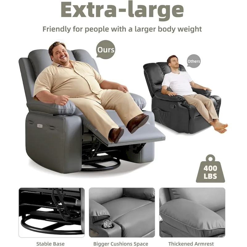 27 Oversized 360 Swivel Recliner Chairs with Heat and Massage