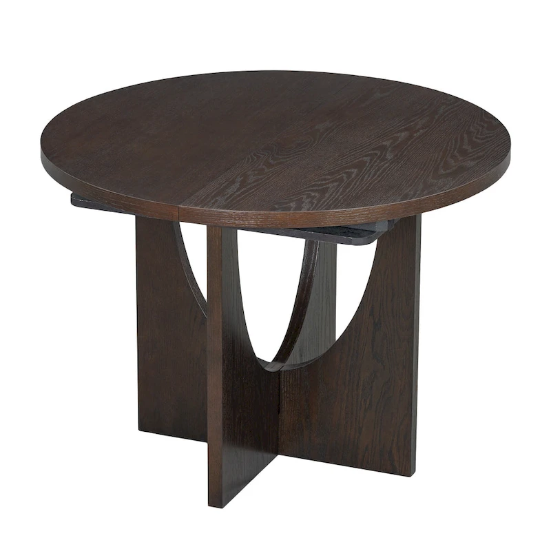Modern 5-Piece Round Dining Table with 16.2 Removable Leaf