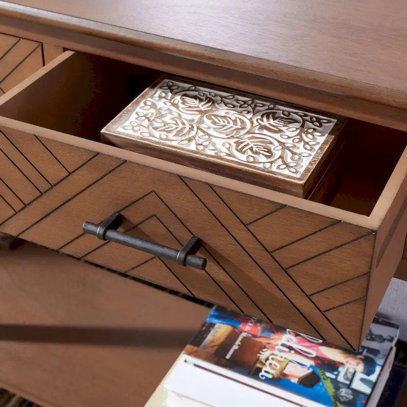 SAFAVIEH Jeanie 3-Drawer Bottom Shelf Console Table - 47.3 W x 13 L x 29.5 H - 47Wx13Dx30H