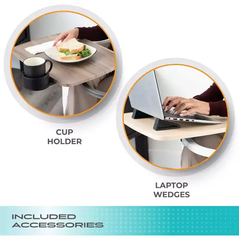 Stander Wonder Tray, Adjustable Swivel TV Tray & Laptop Desk with Cupholder & Laptop Wedges, XL, Black