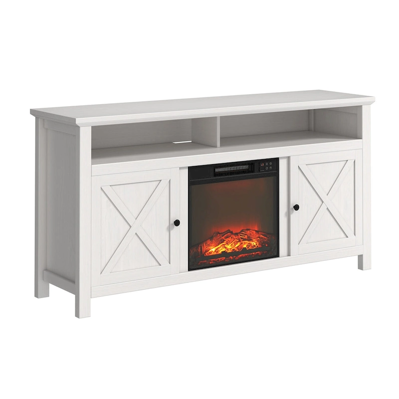 Clihome 58 Wood Fireplace TV Stand with 18 Electric Fireplace