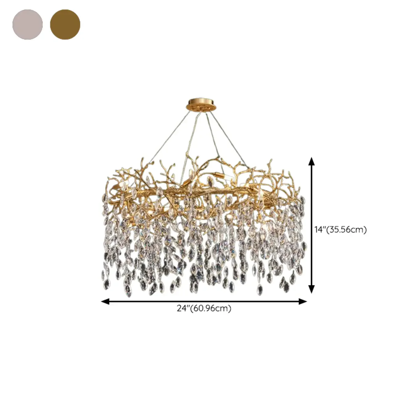 Modern Gold Branch Hoop Elegant Crystal Chandelier