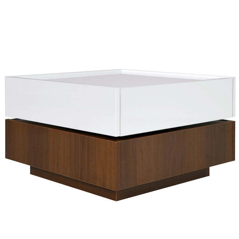 Square 360Rotating Coffee Table with 2 Drawers