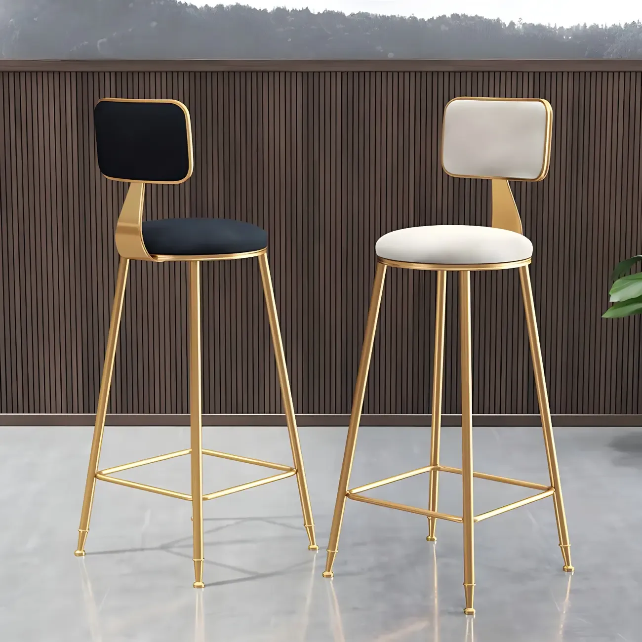 Round Velvet Upholstered Counter Bar Stools