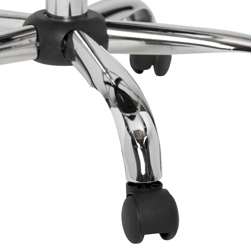 Faux Leather Adjustable Office Task Chair with 5-Star Chrome Base and 360° Swivel – Silver / Black, for 1 Person