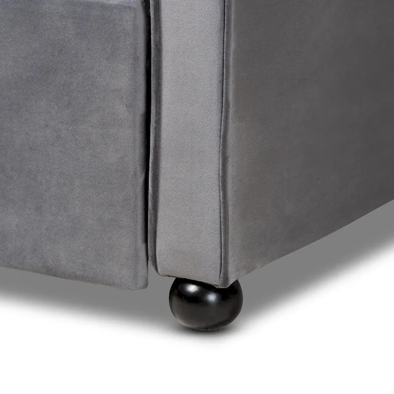 Contemporary Tufted Velvet Daybed with Trundle