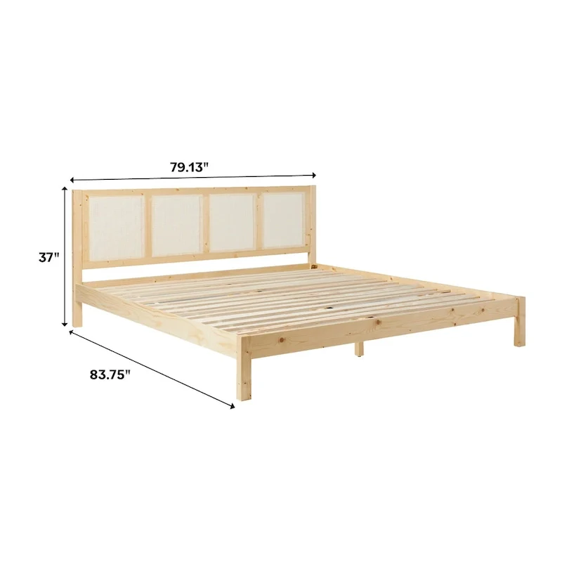 Middlebrook Designs Boho Solid Wood Rattan Headboard King Bedframe