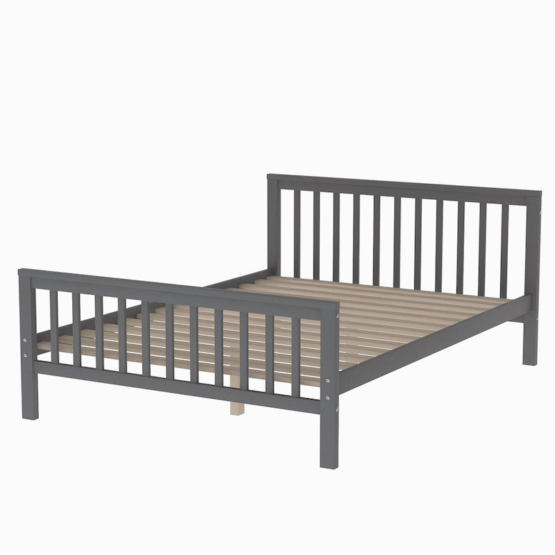 Twin Over Full Loft Bed Frame with Storage, Loft Bed with Full-Length Guardrail and Ladder