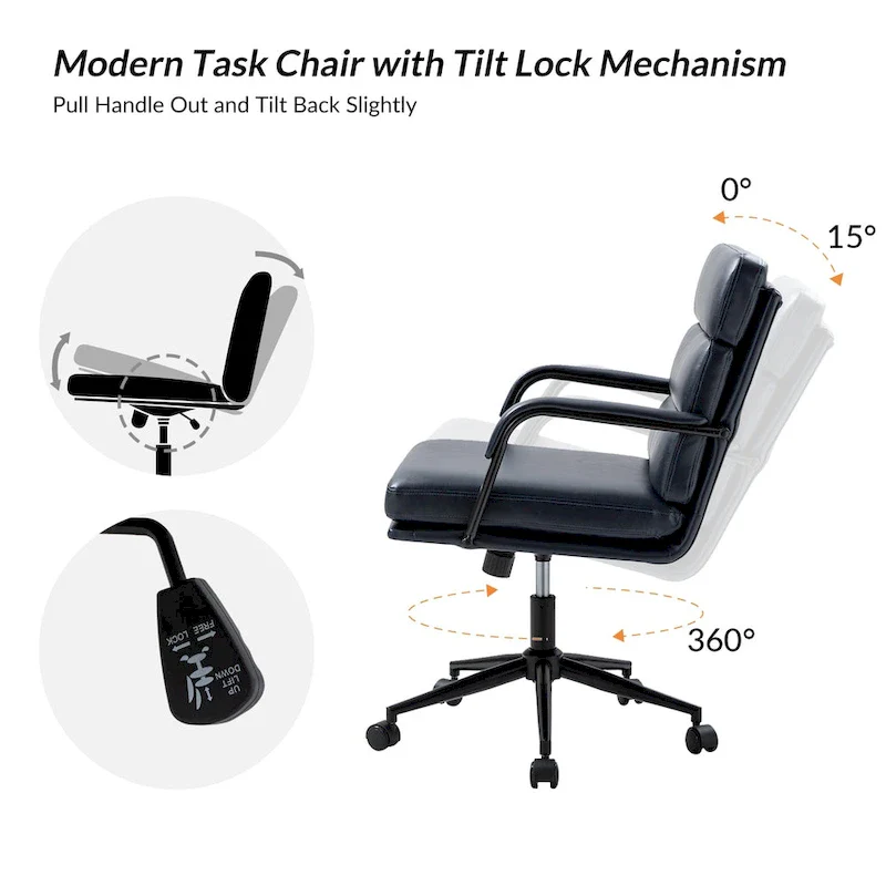 Modern Task Faux Leather Chair with Tilt Lock and Center Tilt by