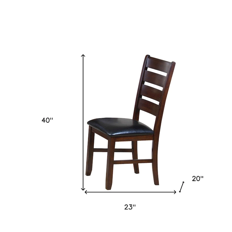 Faux Leather Ladder Back Side Chairs and Solid Wood Set of 2 - 23 L x 20 W x 40 H