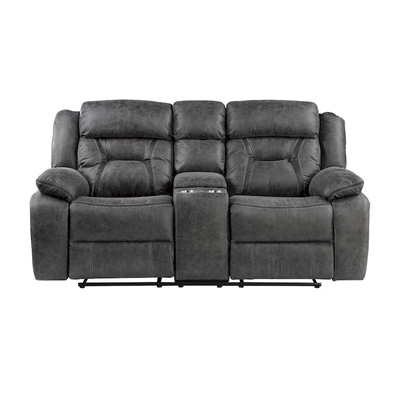 Amie Gray Microfiber Reclining Love Seat