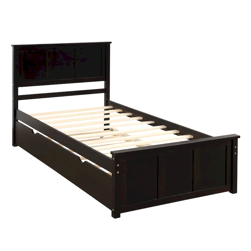 Espresso Platform Bed with Twin Size Trundle