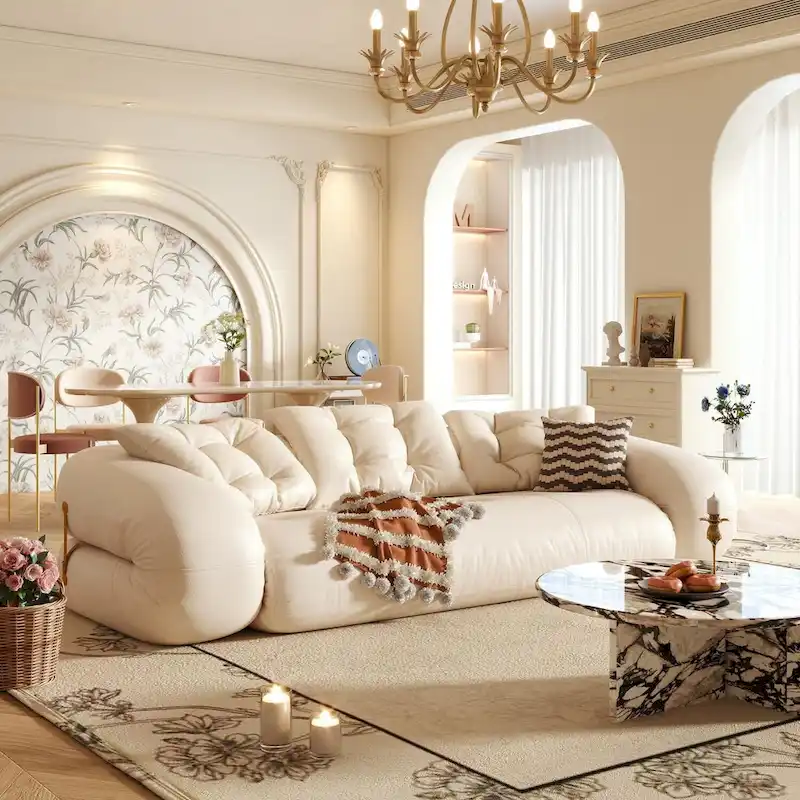 JASIWAY Modern Convertible Sleeper Sofa Chair Bed, White