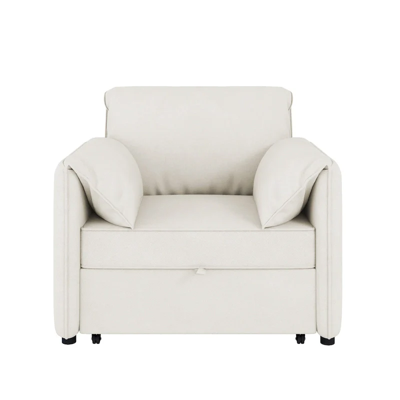 Roomfitters Convertible Sofa Bed, 3 in 1 Sleeper Chair with Adjustable Backrest and Thick Cushions, Linen Frame