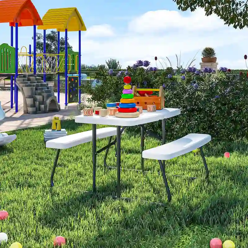 Rectangular 4 - Person Outdoor Dining Set Kids