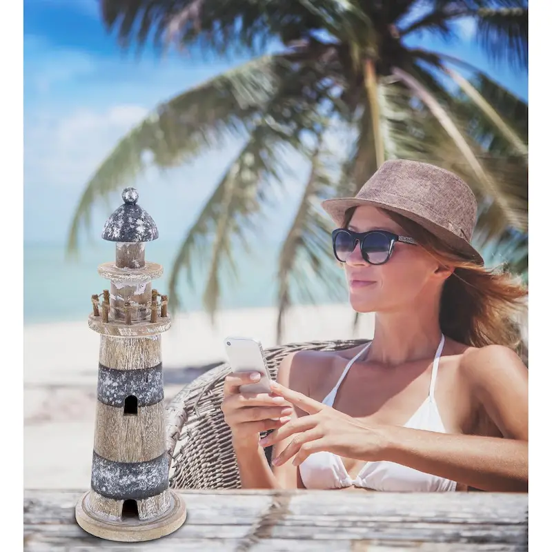 CoTa Global Silver Sea Lighthouse Collection, 2 Pcs Set - Handmade - 11.8Lx4Wx4H