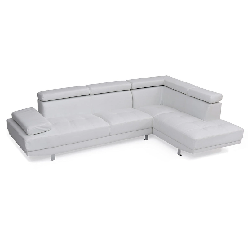 Adjustable Faux Leather L Shape Sectional Sofa - 109 - White