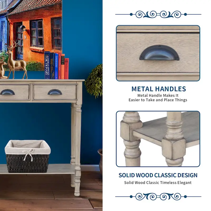 Wood 3-drawer Console Hallway Table