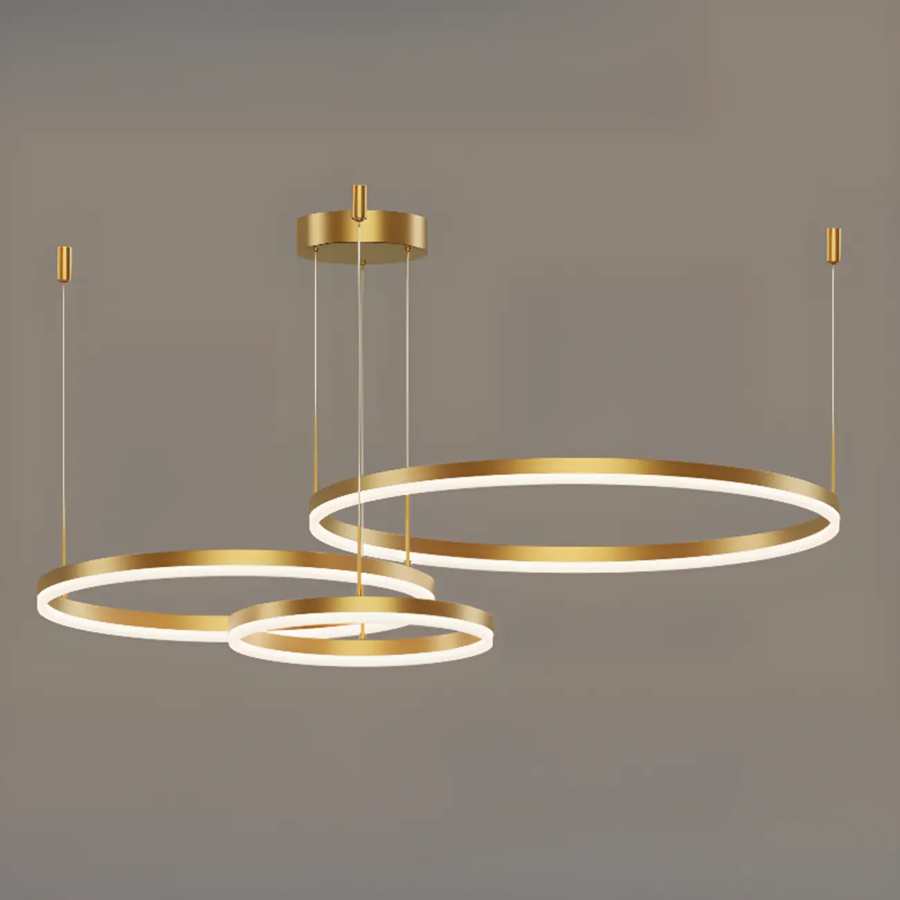 Modern Gold Multi-Circle Tiered Metal Ring LED Chandelier
