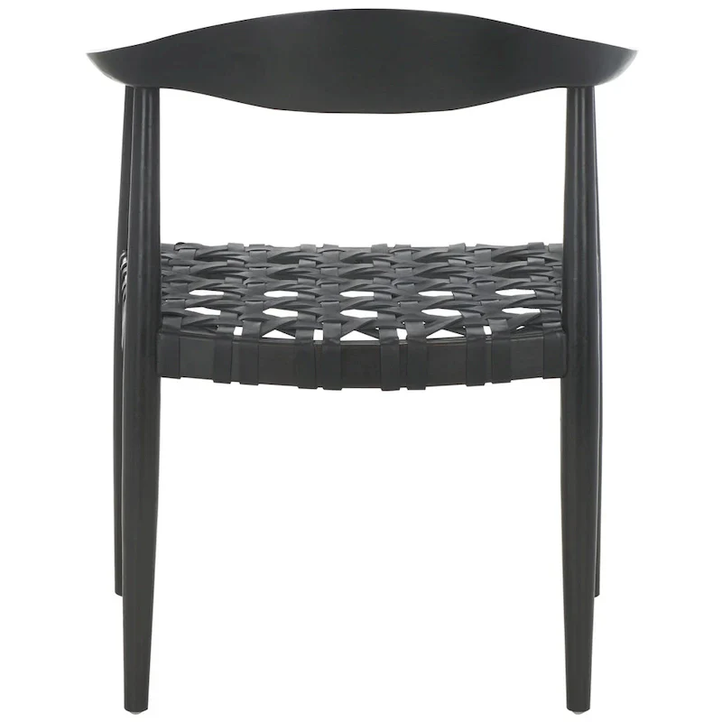 SAFAVIEH Birtie Woven Leather & Solid Wood Accent Chair (Fully Assembled) - W25 x D22 x H22 - 25Wx22Dx22H