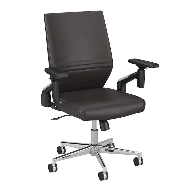 Mid Back Bonded Leather Office Chair with Adjustable Height and Armrests