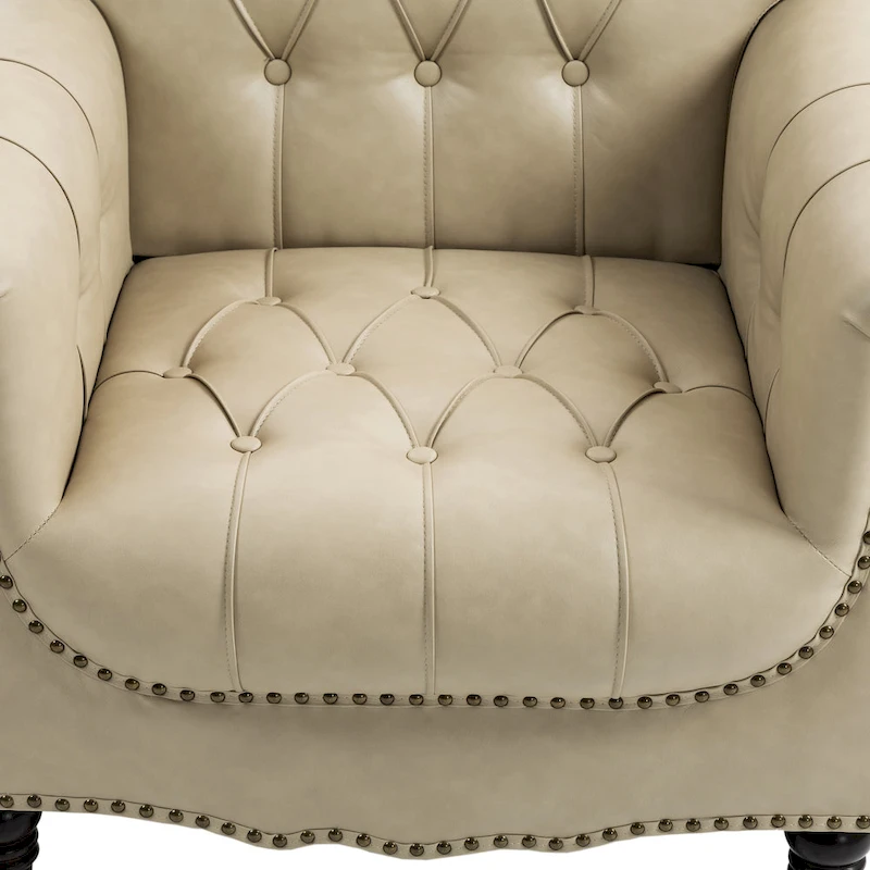 Tufted Vegan Leather Accent Chair Upholstered Armchair