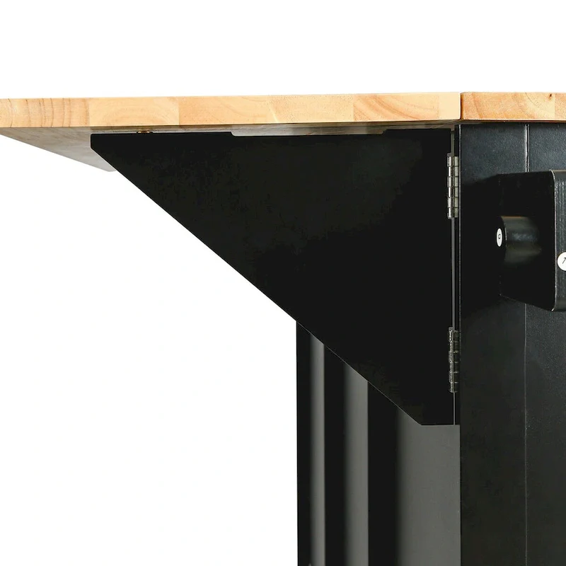 Kitchen Cart With Rubber Wood Drop-Leaf Countertop