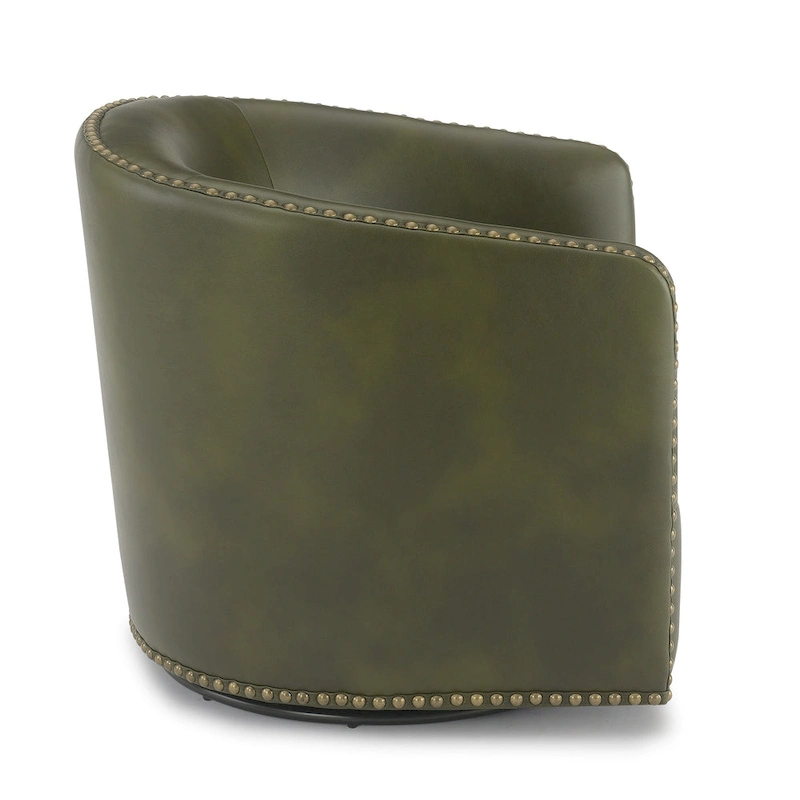 Truman Faux Leather Swivel Arm Chair with Nailhead Trim by Greyson Living