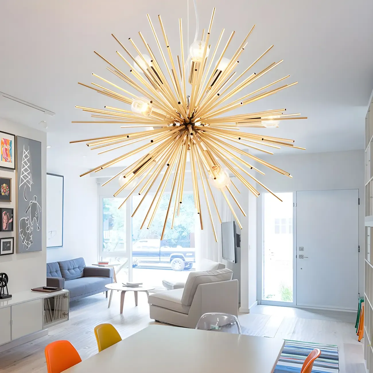 Modern Gold Starburst Sputnik Chandelier