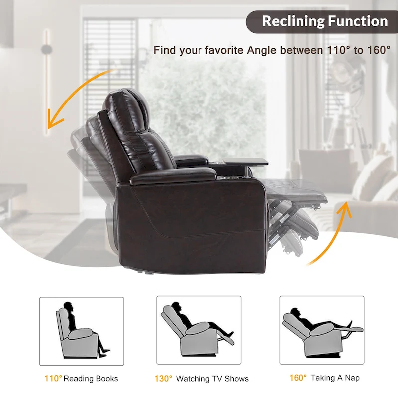 Nestfair Power Motion Recliner with 2 Cup Holders and 360 Swivel Tray Table