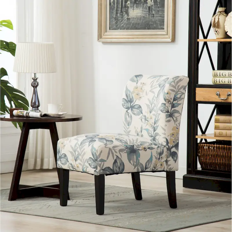 Blue Leaves 29.13 Upholstered Accent Chair