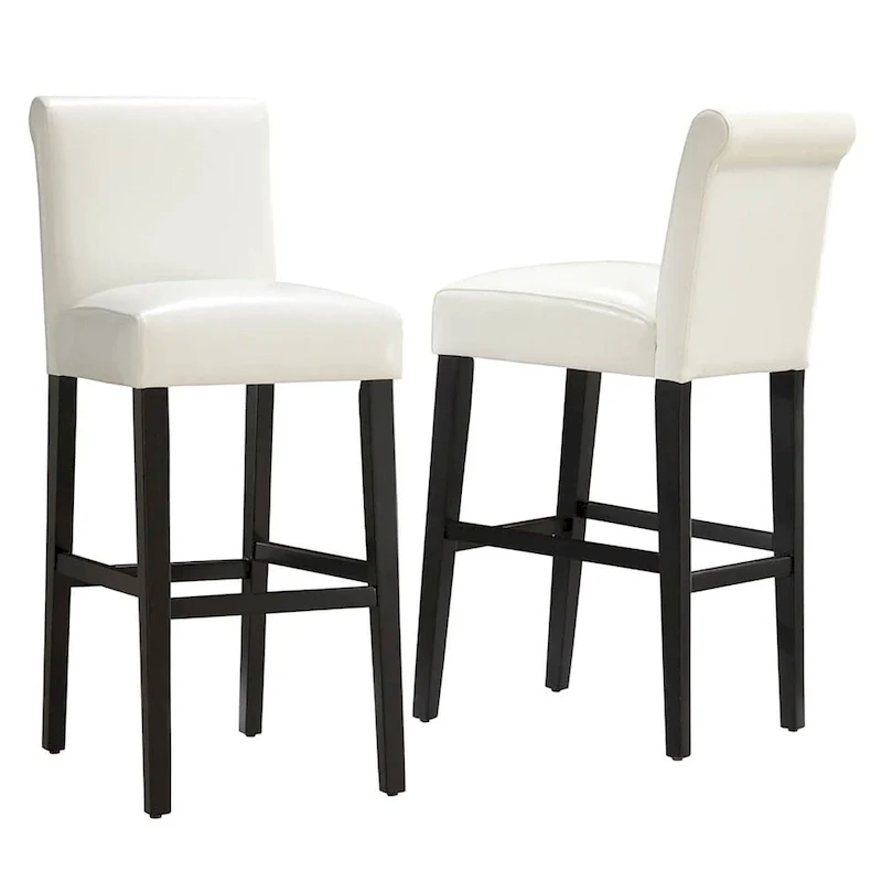 Bennett White Faux Leather 29-inch High Back Bar Stools (Set of 2) by Bold