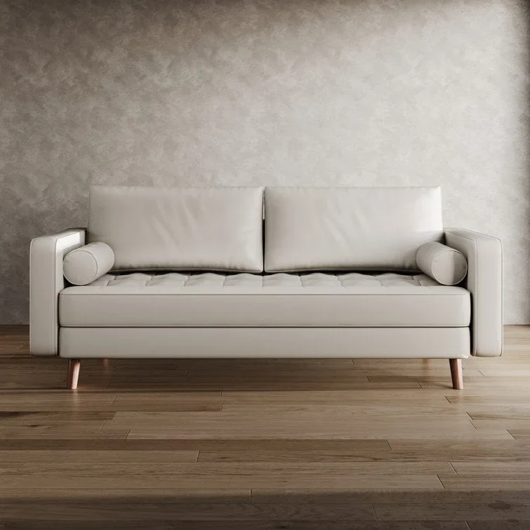 70-Inch Faux Leather Tufted Sofa