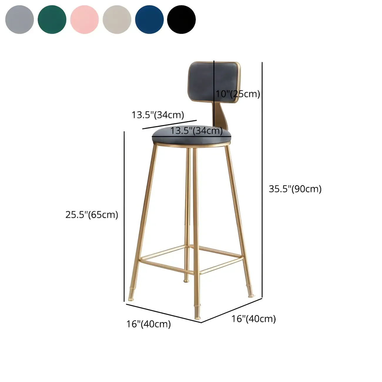 Round Velvet Upholstered Counter Bar Stools