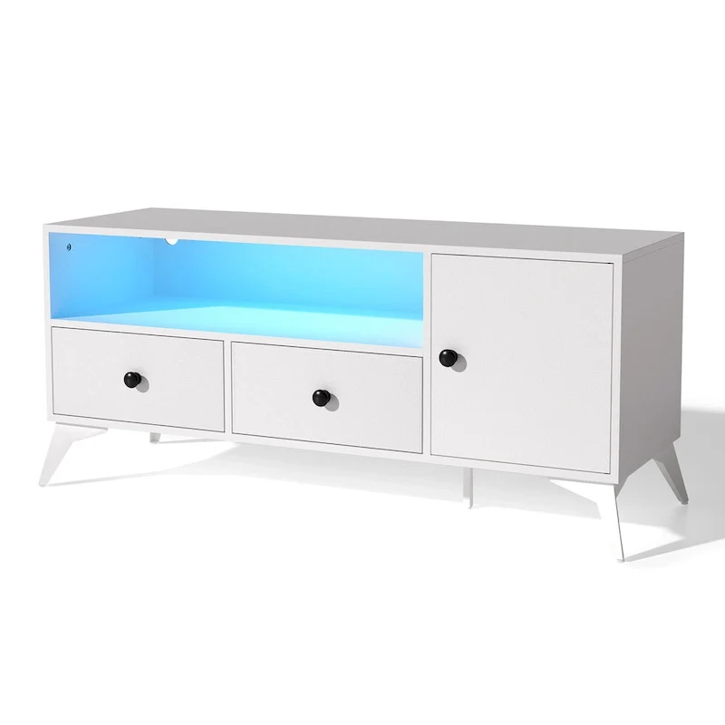 TV Stand Console Table Open Media Storage Entertainment Center with RGB LED Light - 47.24 in L x 15.74 in W x 20.47 in H