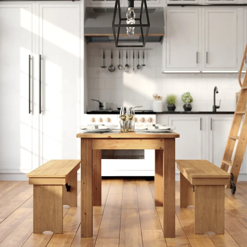 Rectangular Antique Rustic Solid Pine Farm Dining Table