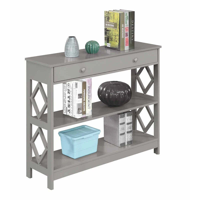 Convenience Concepts Diamond 1 Drawer Console Table with Shelves