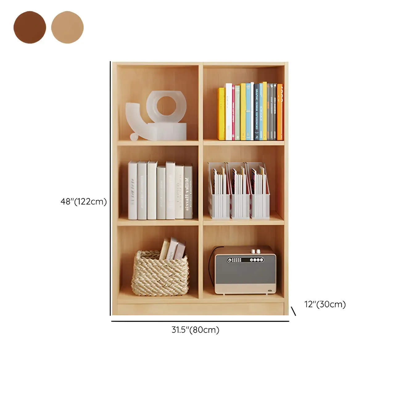 Modern Wooden Closed Back Bookcase with Shelves